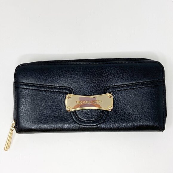 MICHAEL KORS | Black Leather Zip Top Wallet - Picture 2 of 7